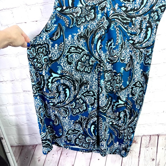 🚫SOLD! 🔥CCO SALE! •NWT🤩 |•CATO•| V-neck Draped Tie Waist Print 3/4 Dress - Picture 9 of 15